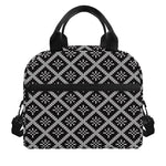 Black And White Knitted Pattern Print Insulated Lunch Bag