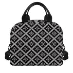 Black And White Knitted Pattern Print Insulated Lunch Bag
