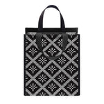 Black And White Knitted Pattern Print Insulated Lunch Tote