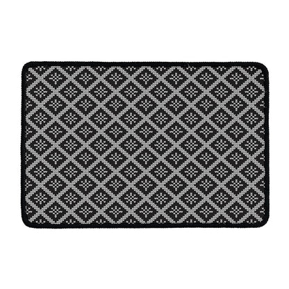 Black And White Knitted Pattern Print Kitchen Mat