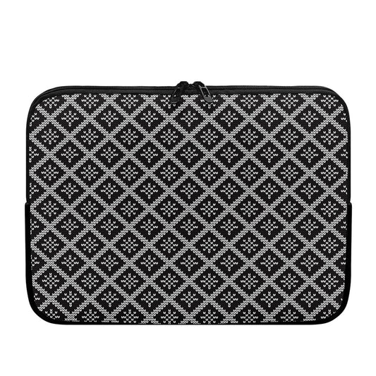Black And White Knitted Pattern Print Laptop Sleeve