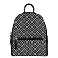 Black And White Knitted Pattern Print Leather Backpack