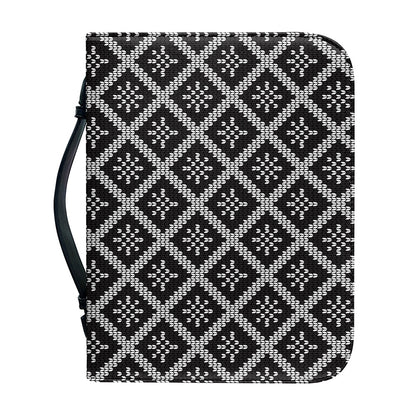 Black And White Knitted Pattern Print Leather Bible Cover