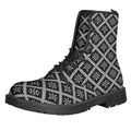Black And White Knitted Pattern Print Lace-Up Boots