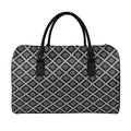 Black And White Knitted Pattern Print Leather Duffel Bag