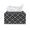 Black And White Knitted Pattern Print Leather Tissue Box Cover