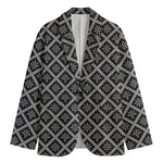 Black And White Knitted Pattern Print Men's Blazer