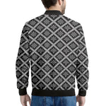 Black And White Knitted Pattern Print Men's Bomber Jacket