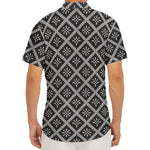 Black And White Knitted Pattern Print Men's Deep V-Neck Shirt