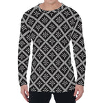 Black And White Knitted Pattern Print Men's Long Sleeve T-Shirt