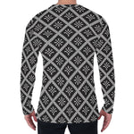 Black And White Knitted Pattern Print Men's Long Sleeve T-Shirt