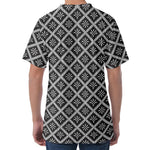 Black And White Knitted Pattern Print Men's Velvet T-Shirt
