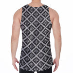 Black And White Knitted Pattern Print Men's Velvet Tank Top