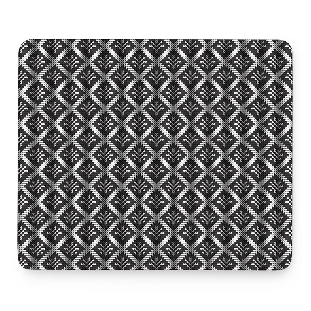 Black And White Knitted Pattern Print Mouse Pad