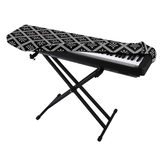 Black And White Knitted Pattern Print Piano Keyboard Cover