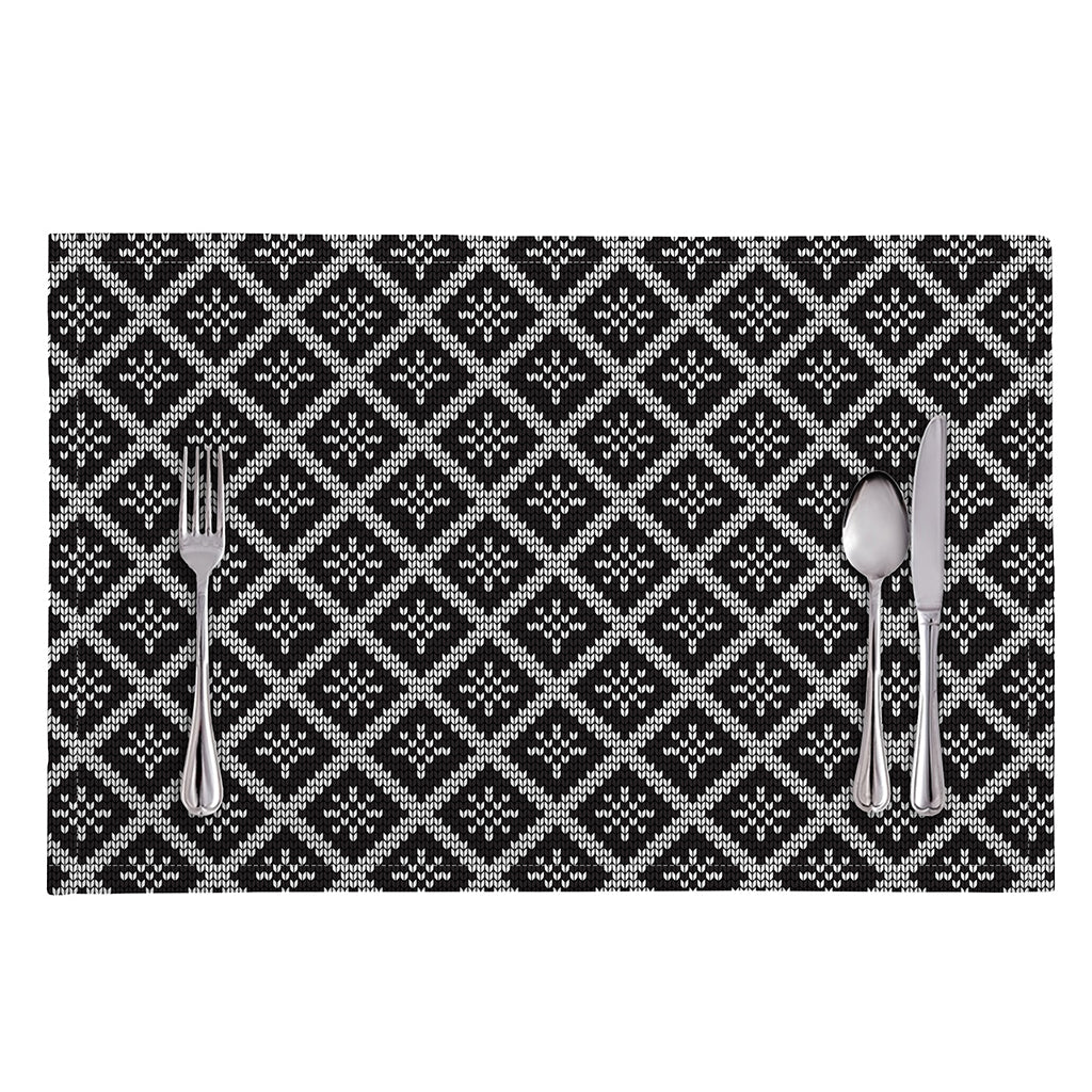 Black And White Knitted Pattern Print Placemat