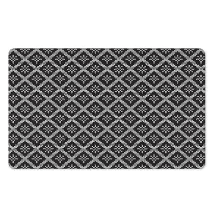 Black And White Knitted Pattern Print Polyester Doormat