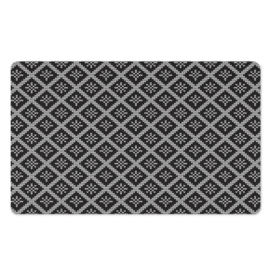 Black And White Knitted Pattern Print Polyester Doormat