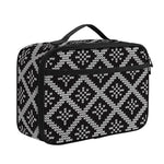 Black And White Knitted Pattern Print Portable Lunch Bag