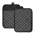 Black And White Knitted Pattern Print Pot Holders With Pocket