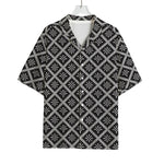 Black And White Knitted Pattern Print Rayon Hawaiian Shirt