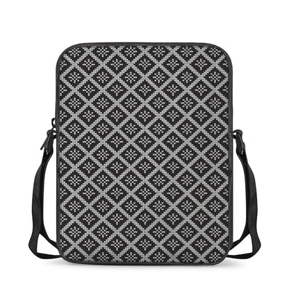 Black And White Knitted Pattern Print Rectangular Crossbody Bag