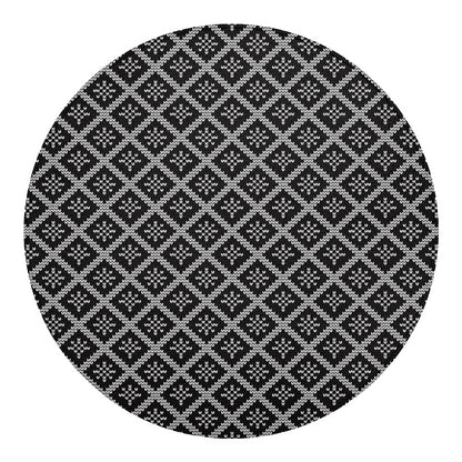 Black And White Knitted Pattern Print Round Blanket
