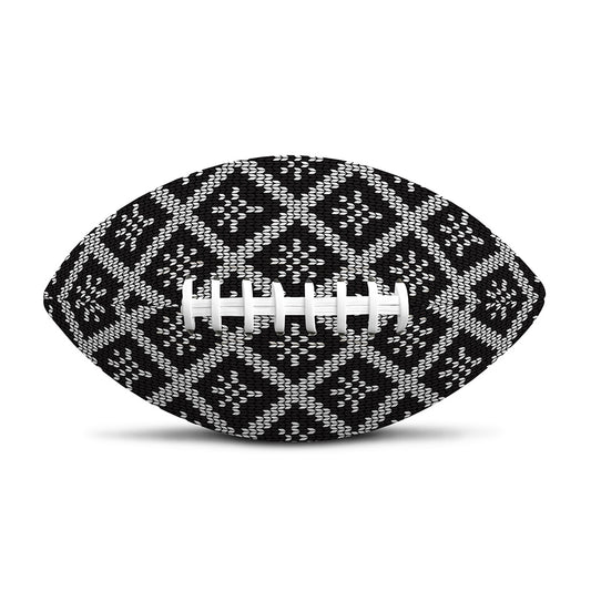Black And White Knitted Pattern Print Rugby Ball
