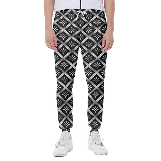 Black And White Knitted Pattern Print Scuba Joggers