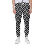 Black And White Knitted Pattern Print Scuba Joggers