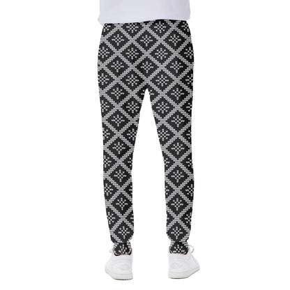 Black And White Knitted Pattern Print Scuba Joggers