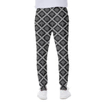 Black And White Knitted Pattern Print Scuba Joggers