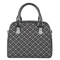Black And White Knitted Pattern Print Shoulder Handbag
