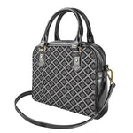 Black And White Knitted Pattern Print Shoulder Handbag