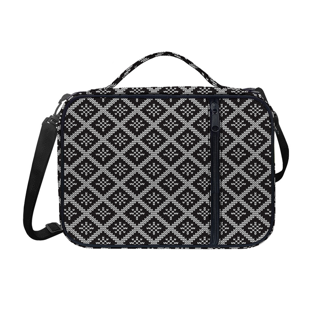 Black And White Knitted Pattern Print Shoulder Strap Bible Bag