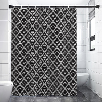 Black And White Knitted Pattern Print Shower Curtain