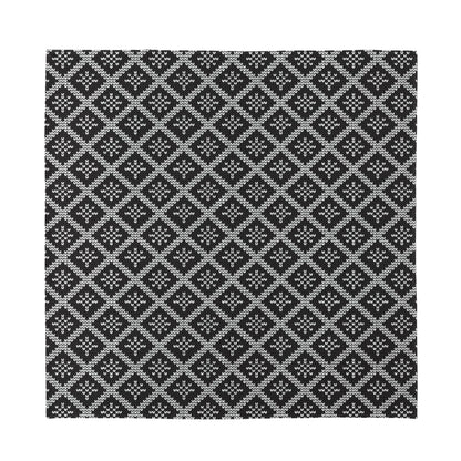 Black And White Knitted Pattern Print Silk Bandana