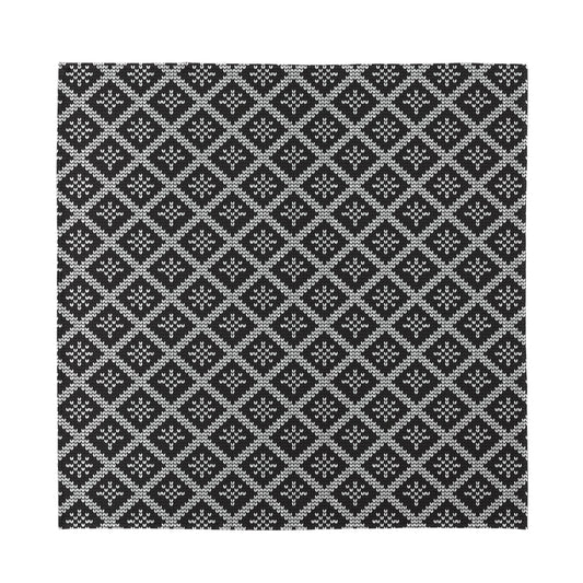 Black And White Knitted Pattern Print Silk Bandana