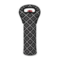 Black And White Knitted Pattern Print Single Neoprene Wine Tote