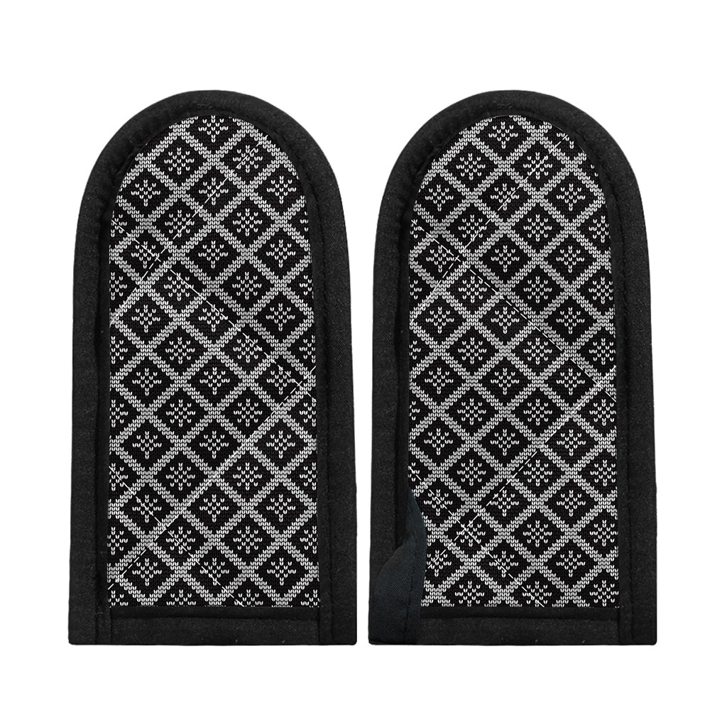 Black And White Knitted Pattern Print Skillet Handle Cover