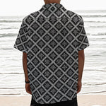 Black And White Knitted Pattern Print Textured Short Sleeve Shirt