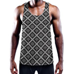 Black And White Knitted Pattern Print Training Tank Top