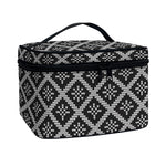Black And White Knitted Pattern Print Travel Makeup Bag