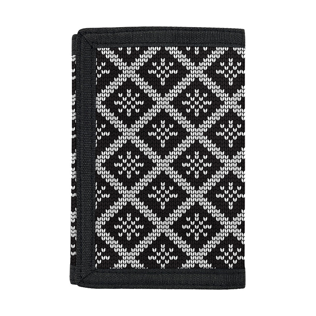 Black And White Knitted Pattern Print Trifold Wallet