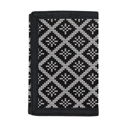 Black And White Knitted Pattern Print Trifold Wallet
