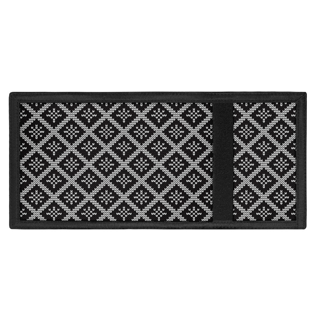 Black And White Knitted Pattern Print Trifold Wallet