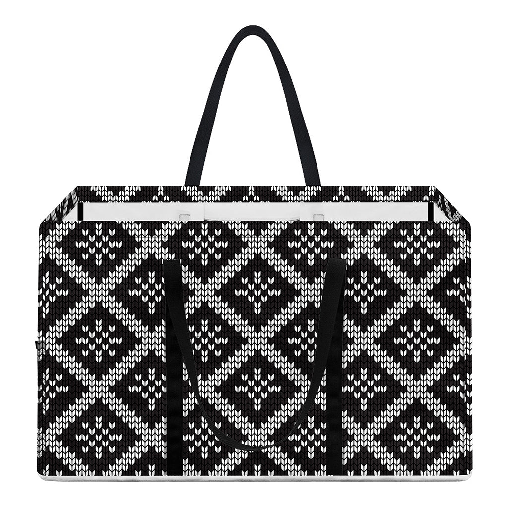 Black And White Knitted Pattern Print Utility Tote Bag