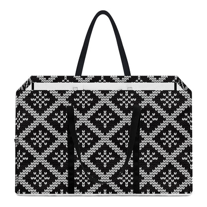 Black And White Knitted Pattern Print Utility Tote Bag