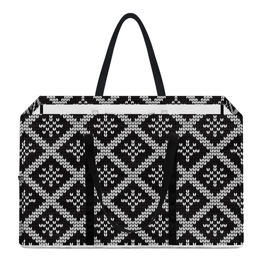 Black And White Knitted Pattern Print Utility Tote Bag