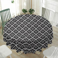 Black And White Knitted Pattern Print Waterproof Round Tablecloth